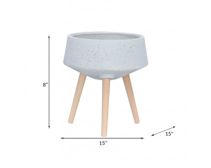 Sagebrook™ 11"/15" Terrazzo Planters With Wood Legs (Set Of 2) - Gray