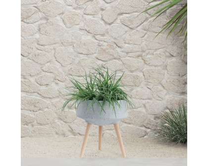 Sagebrook™ 11"/15" Terrazzo Planters With Wood Legs (Set Of 2) - Gray