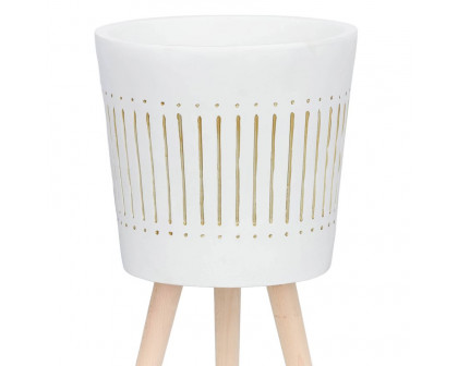 Sagebrook 10"/12" Planters With Wood Legs (Set Of 2) - White (kd)