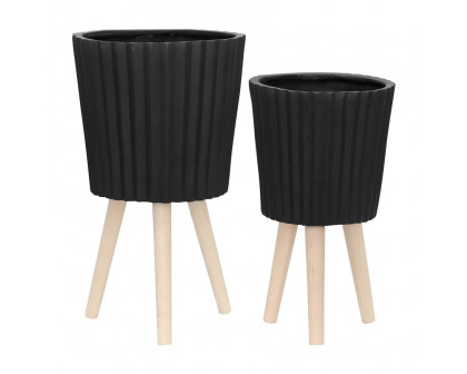 Sagebrook 10"/12" Planters With Wood Legs (Set Of 2)