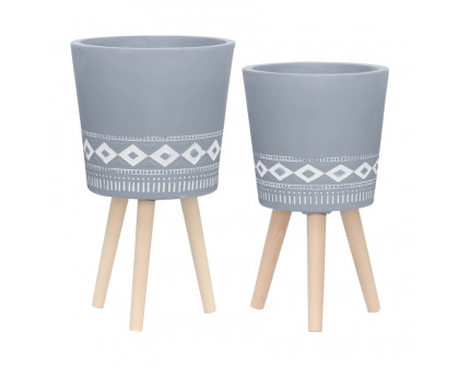 Sagebrook 10"/12" Planters With Wood Legs (Set Of 2)