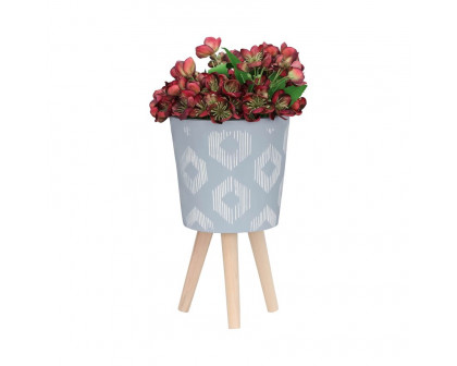 Sagebrook 10"/12" Diamond Planters With Wood Legs (Set Of 2) - Gray (kd)