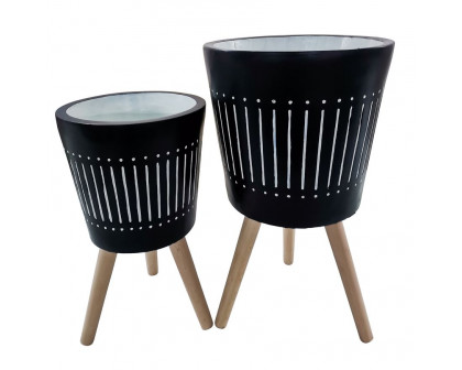 Sagebrook 10"/12" Planters With Wood Legs (Set Of 2)