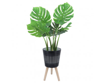 Sagebrook™ 10"/12" Planters With Wood Legs (Set Of 2) - Navy (kd)