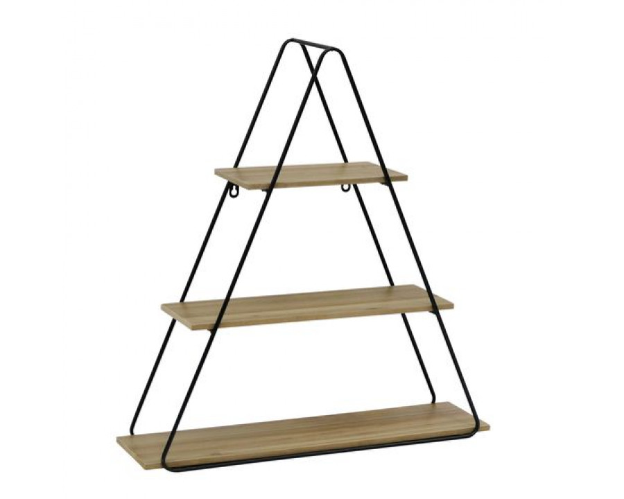 Sagebrook - Metal/Wood Triangle Wall Shelf in Brown/Black