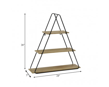 Sagebrook - Metal/Wood Triangle Wall Shelf in Brown/Black