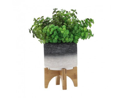 Sagebrook 5" Ceramic Planter On Wooden Stand - Gray