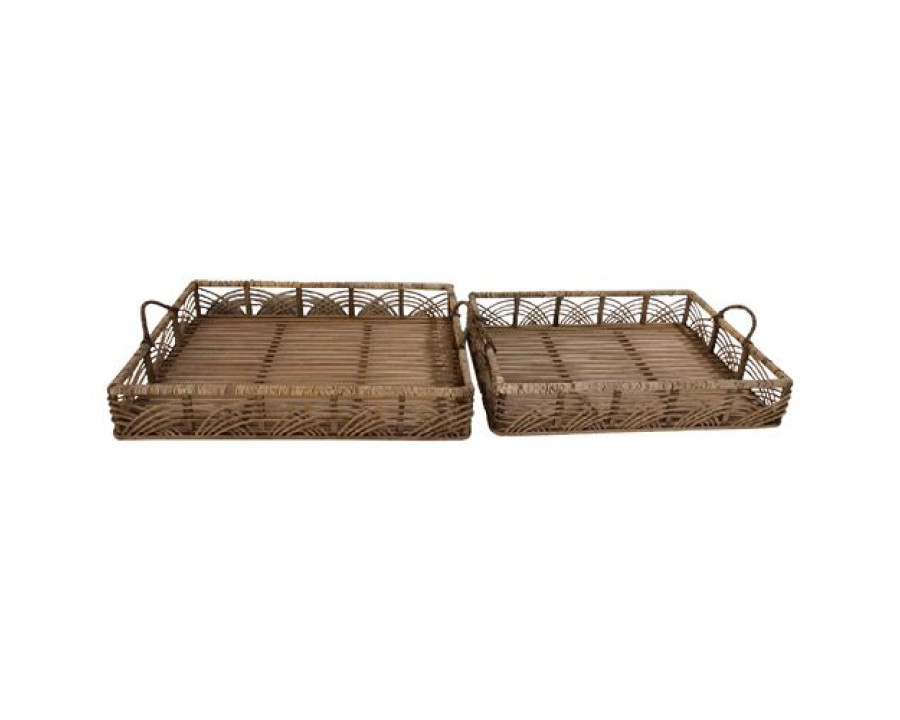 Sagebrook - 20"/22" Bamboo Trays (Set Of 2) in Natural