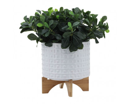 Sagebrook 10" Dotted Planter With Stand - White