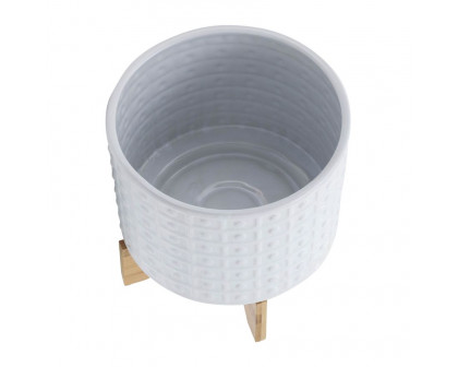 Sagebrook 10" Dotted Planter With Stand - White