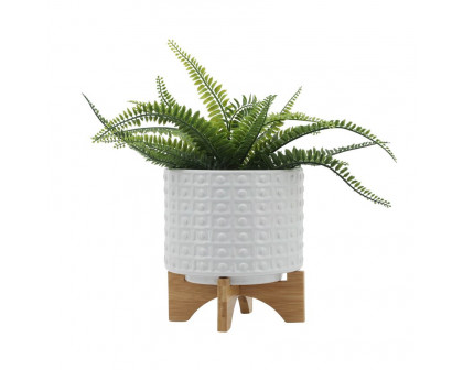 Sagebrook™ 8" Dotted Planter With Stand - White