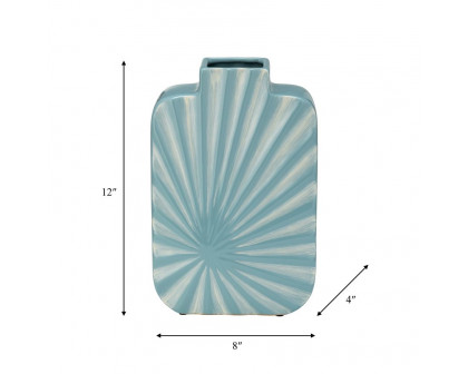 Sagebrook 12" Ceramic Textured Vase - Aqua