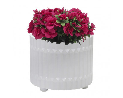 Sagebrook 10"/12" Ceramic Fluted Planters With Feet (Set Of 2) - White