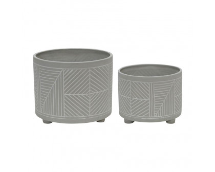 Sagebrook 10"/12" Ceramic Fluted Planters With Feet (Set Of 2)