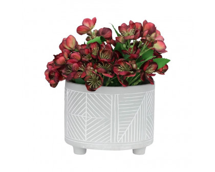 Sagebrook 10"/12" Ceramic Diamond Footed Planters (Set Of 2) - Gray