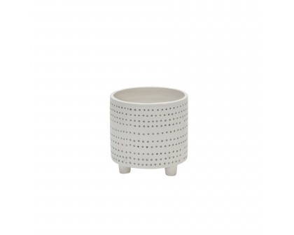 Sagebrook 8" Ceramic Footed Planter with Dots (Set Of 2) - Ivory