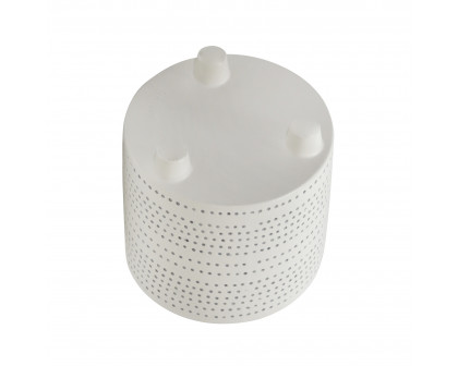 Sagebrook 8" Ceramic Footed Planter with Dots (Set Of 2) - Ivory