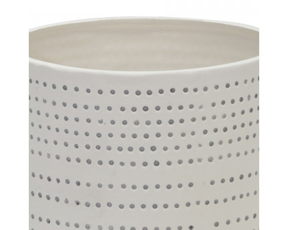 Sagebrook 8" Ceramic Footed Planter with Dots (Set Of 2) - Ivory