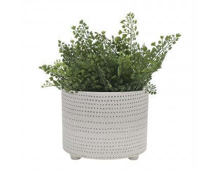 Sagebrook 12" Ceramic Footed Planter with Dots (Set Of 2) - Ivory