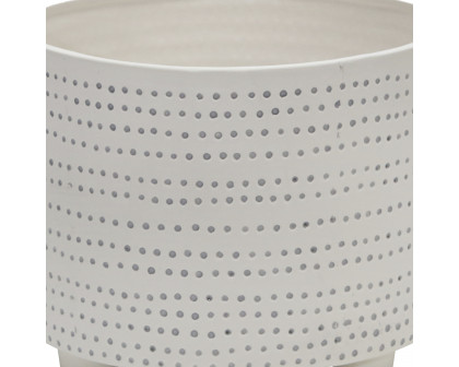 Sagebrook 12" Ceramic Footed Planter with Dots (Set Of 2) - Ivory