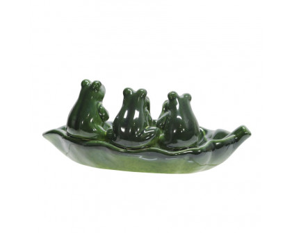 Sagebrook Ceramic Frog Trio Bird Feeder - Green