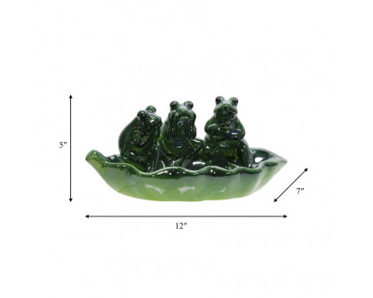 Sagebrook Ceramic Frog Trio Bird Feeder - Green