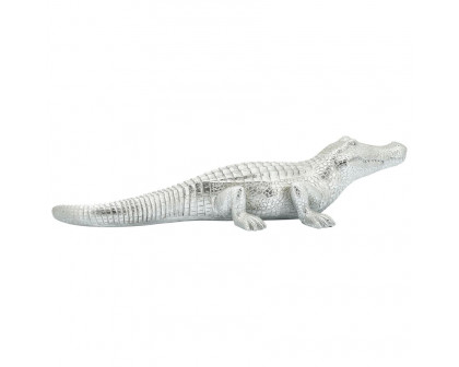 Sagebrook 16" Polyresin Crocodile Figurine - Silver