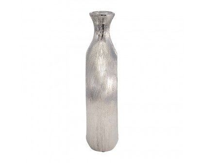 Sagebrook 13" Scratched Oval Vase Cut-out - Silver