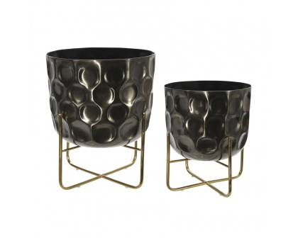 Sagebrook 12"/15" Metal Hammered Planters (Set Of 2)