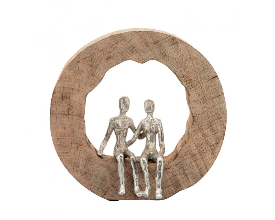 Sagebrook Aluminum Couple In Mango Wood - Silver/Brown