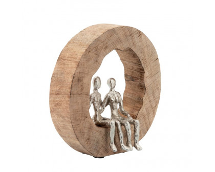 Sagebrook Aluminum Couple In Mango Wood - Silver/Brown