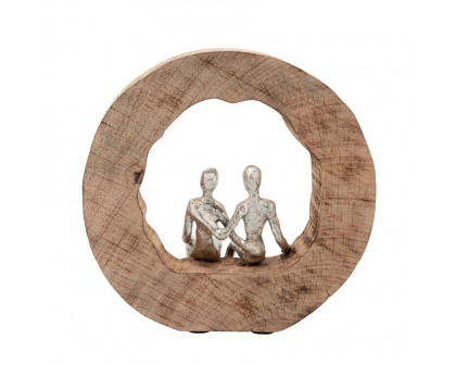 Sagebrook Aluminum Couple In Mango Wood - Silver/Brown