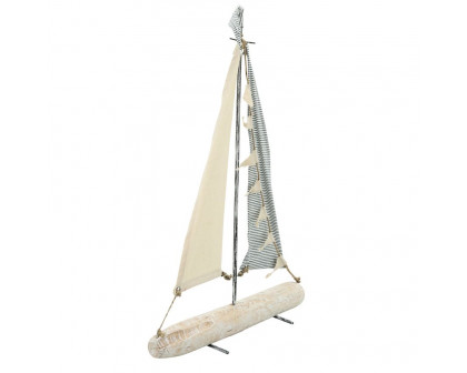 Sagebrook - 25" Iron Sailboat With Cloth Sails in Multi