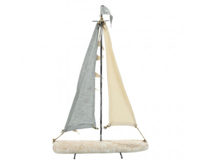 Sagebrook - 25" Iron Sailboat With Cloth Sails in Multi