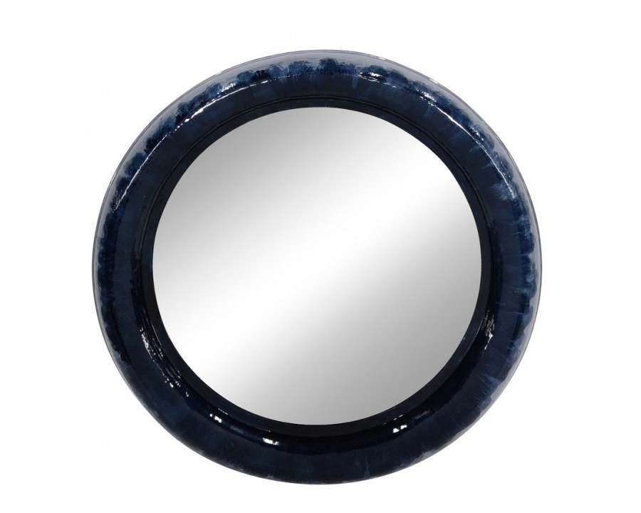 Sagebrook Metal Round Mirror - Blue