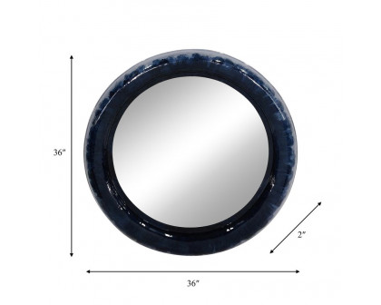 Sagebrook Metal Round Mirror - Blue