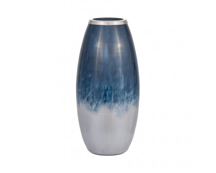 Sagebrook - 18" Glass Vase With Metal Rim