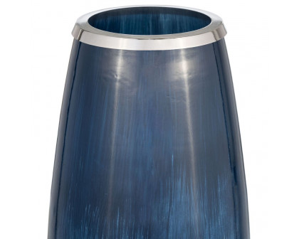 Sagebrook 24" Glass Vase With Metal Rim - Blue/White Ombre