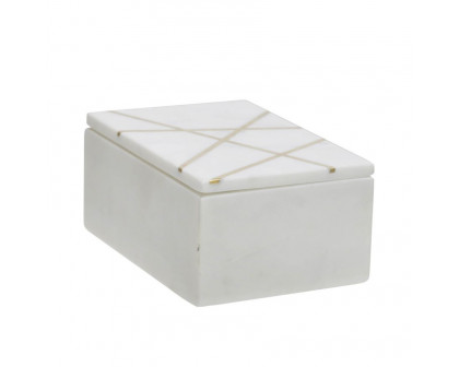 Sagebrook - 7"x5" Marble Box WithInlay in White