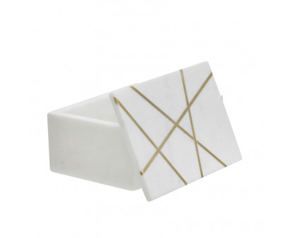 Sagebrook - 7"x5" Marble Box WithInlay in White