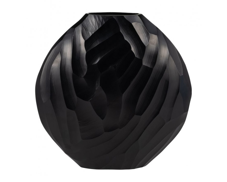 Sagebrook 14" Aluminum Hammered Vase - Matte Black