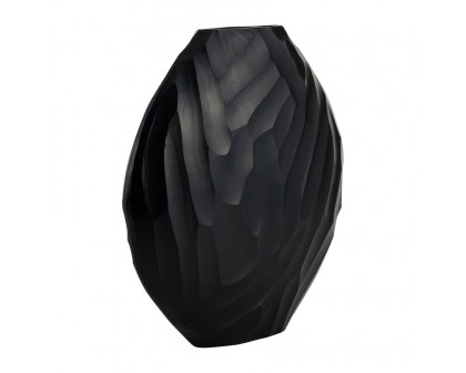 Sagebrook 14" Aluminum Hammered Vase - Matte Black