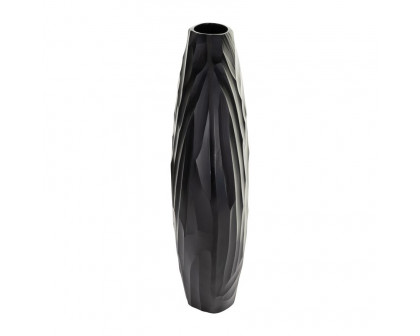 Sagebrook 14" Aluminum Hammered Vase - Matte Black