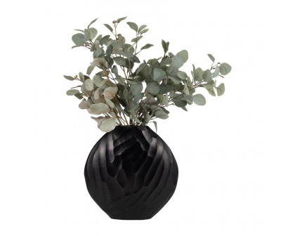 Sagebrook 14" Aluminum Hammered Vase - Matte Black