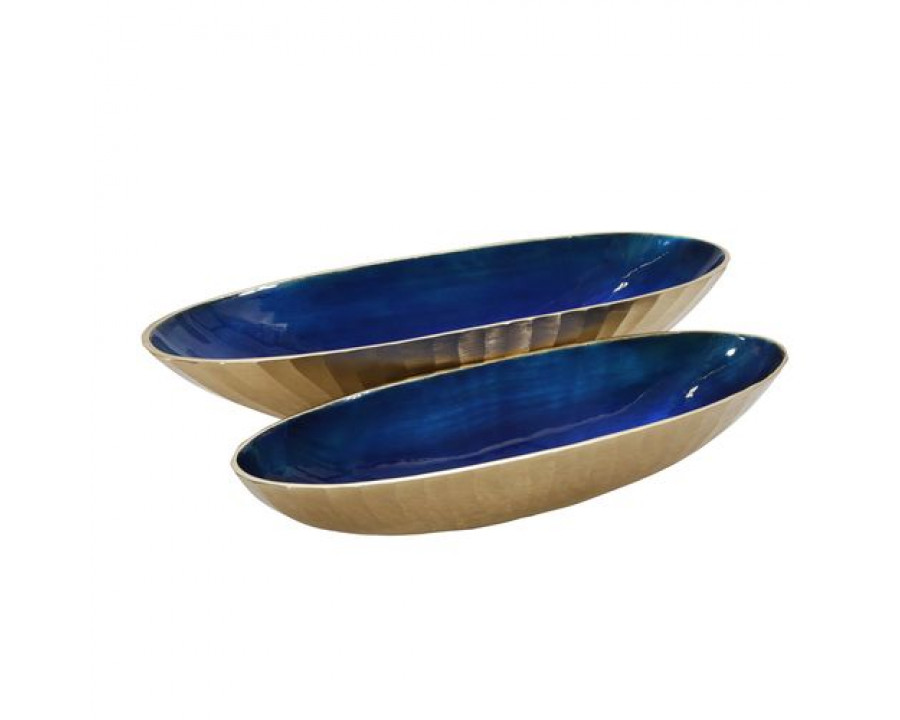 Sagebrook 21"/24" Aluminum Oval Bowl (Set Of 2) - Blue