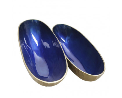 Sagebrook 21"/24" Aluminum Oval Bowl (Set Of 2) - Blue