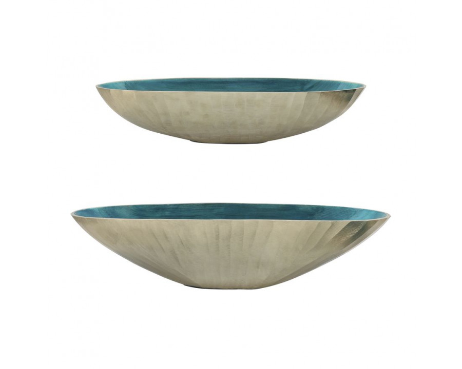 Sagebrook 21"/24" Aluminum Oval Bowl (Set Of 2) - Aqua