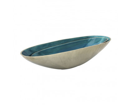 Sagebrook 21"/24" Aluminum Oval Bowl (Set Of 2) - Aqua