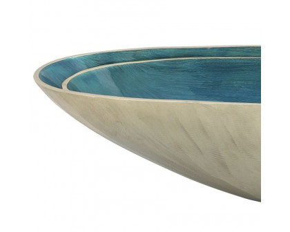 Sagebrook 21"/24" Aluminum Oval Bowl (Set Of 2) - Aqua