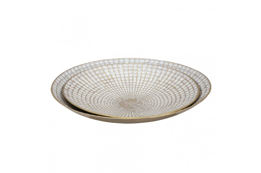 Sagebrook™ 18"/21" Metal Round Plates (Set Of 2) - Ivory/Champagne